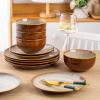 imageLERATIO Ceramic Dinner Plates Set of 6 105 Inch Handmade Reactive Glaze Porcelain Plates Coupe Shape Dinnerware Dishes Set for KitchenOvenampamp Microwave ampamp Dishwasher Safe Scratch ResistantGray BlueReactiveKahki