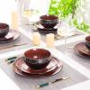 imageLERATIO Ceramic Dinnerware Sets for 4Handcraft Stoneware Plates and Bowls SetsHighly Chip and Crack Resistant  Dishwasher ampamp Microwave ampamp Oven Safe Dishes setReactive Glaze Dinnerware Service for 4Dreamy MoonlightRed