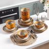 imageLERATIO Ceramic Dinnerware Sets for 4Handcraft Stoneware Plates and Bowls SetsHighly Chip and Crack Resistant  Dishwasher ampamp Microwave ampamp Oven Safe Dishes setReactive Glaze Dinnerware Service for 4Dreamy MoonlightKahki