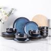 imageLERATIO Ceramic Dinnerware Sets for 4Handcraft Stoneware Plates and Bowls SetsHighly Chip and Crack Resistant  Dishwasher ampamp Microwave ampamp Oven Safe Dishes setReactive Glaze Dinnerware Service for 4Dreamy MoonlightBlue