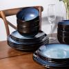 imageLERATIO Ceramic Dinnerware Sets for 4Handcraft Stoneware Plates and Bowls SetsHighly Chip and Crack Resistant  Dishwasher ampamp Microwave ampamp Oven Safe Dishes setReactive Glaze Dinnerware Service for 4Dreamy MoonlightBlue
