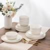 imageLERATIO Ceramic Dinnerware Sets for 4Handcraft Stoneware Plates and Bowls SetsHighly Chip and Crack Resistant  Dishwasher ampamp Microwave ampamp Oven Safe Dishes setReactive Glaze Dinnerware Service for 4Dreamy MoonlightWave Pearl White