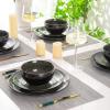 imageLERATIO Ceramic Dinnerware Sets for 4Handcraft Stoneware Plates and Bowls SetsHighly Chip and Crack Resistant  Dishwasher ampamp Microwave ampamp Oven Safe Dishes setReactive Glaze Dinnerware Service for 4Dreamy MoonlightGreen