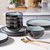 imageLERATIO Ceramic Dinnerware Sets for 4Handcraft Stoneware Plates and Bowls SetsHighly Chip and Crack Resistant  Dishwasher ampamp Microwave ampamp Oven Safe Dishes setReactive Glaze Dinnerware Service for 4Dreamy MoonlightGray White