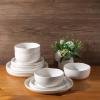 imageLERATIO Ceramic Dinnerware Sets for 4Handcraft Stoneware Plates and Bowls SetsHighly Chip and Crack Resistant  Dishwasher ampamp Microwave ampamp Oven Safe Dishes setReactive Glaze Dinnerware Service for 4Dreamy MoonlightWave Pearl White