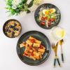 imageLERATIO Ceramic Dinnerware Sets for 4Handcraft Stoneware Plates and Bowls SetsHighly Chip and Crack Resistant  Dishwasher ampamp Microwave ampamp Oven Safe Dishes setReactive Glaze Dinnerware Service for 4Dreamy MoonlightGreen