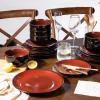 imageLERATIO Ceramic Dinnerware Sets for 4Handcraft Stoneware Plates and Bowls SetsHighly Chip and Crack Resistant  Dishwasher ampamp Microwave ampamp Oven Safe Dishes setReactive Glaze Dinnerware Service for 4Dreamy MoonlightRed