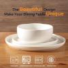 imageLERATIO Ceramic Dinnerware Sets for 4Handcraft Stoneware Plates and Bowls SetsHighly Chip and Crack Resistant  Dishwasher ampamp Microwave ampamp Oven Safe Dishes setReactive Glaze Dinnerware Service for 4Dreamy MoonlightWave Pearl White