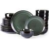imageLERATIO Ceramic Dinnerware Sets for 4Handcraft Stoneware Plates and Bowls SetsHighly Chip and Crack Resistant  Dishwasher ampamp Microwave ampamp Oven Safe Dishes setReactive Glaze Dinnerware Service for 4Dreamy MoonlightGreen