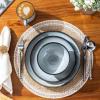 imageLERATIO Ceramic Dinnerware Sets for 4Handcraft Stoneware Plates and Bowls SetsHighly Chip and Crack Resistant  Dishwasher ampamp Microwave ampamp Oven Safe Dishes setReactive Glaze Dinnerware Service for 4Dreamy MoonlightGray White