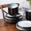 imageLERATIO Ceramic Dinnerware Sets for 4Handcraft Stoneware Plates and Bowls SetsHighly Chip and Crack Resistant  Dishwasher ampamp Microwave ampamp Oven Safe Dishes setReactive Glaze Dinnerware Service for 4Dreamy MoonlightGray White
