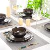 imageLERATIO Ceramic Dinnerware Sets for 4Handcraft Stoneware Plates and Bowls SetsHighly Chip and Crack Resistant  Dishwasher ampamp Microwave ampamp Oven Safe Dishes setReactive Glaze Dinnerware Service for 4Dreamy MoonlightChestnut