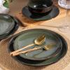 imageLERATIO Ceramic Dinnerware Sets for 4Handcraft Stoneware Plates and Bowls SetsHighly Chip and Crack Resistant  Dishwasher ampamp Microwave ampamp Oven Safe Dishes setReactive Glaze Dinnerware Service for 4Dreamy MoonlightGreen