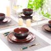 imageLERATIO Ceramic Dinnerware Sets for 4Handcraft Stoneware Plates and Bowls SetsHighly Chip and Crack Resistant  Dishwasher ampamp Microwave ampamp Oven Safe Dishes setReactive Glaze Dinnerware Service for 4Dreamy MoonlightRed