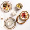imageLERATIO Ceramic Dinnerware Sets for 4Handcraft Stoneware Plates and Bowls SetsHighly Chip and Crack Resistant  Dishwasher ampamp Microwave ampamp Oven Safe Dishes setReactive Glaze Dinnerware Service for 4Dreamy MoonlightKahki