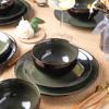 imageLERATIO Ceramic Dinnerware Sets for 4Handcraft Stoneware Plates and Bowls SetsHighly Chip and Crack Resistant  Dishwasher ampamp Microwave ampamp Oven Safe Dishes setReactive Glaze Dinnerware Service for 4Dreamy MoonlightGreen
