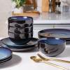 imageLERATIO Ceramic Dinnerware Sets for 4Handcraft Stoneware Plates and Bowls SetsHighly Chip and Crack Resistant  Dishwasher ampamp Microwave ampamp Oven Safe Dishes setReactive Glaze Dinnerware Service for 4Dreamy MoonlightBlue