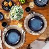 imageLERATIO Ceramic Dinnerware Sets for 4Handcraft Stoneware Plates and Bowls SetsHighly Chip and Crack Resistant  Dishwasher ampamp Microwave ampamp Oven Safe Dishes setReactive Glaze Dinnerware Service for 4Dreamy MoonlightBlue