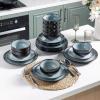 imageLERATIO Ceramic Dinnerware Sets for 4Handcraft Stoneware Plates and Bowls SetsHighly Chip and Crack Resistant  Dishwasher ampamp Microwave ampamp Oven Safe Dishes setReactive Glaze Dinnerware Service for 4Dreamy MoonlightGray White