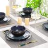 imageLERATIO Ceramic Dinnerware Sets for 4Handcraft Stoneware Plates and Bowls SetsHighly Chip and Crack Resistant  Dishwasher ampamp Microwave ampamp Oven Safe Dishes setReactive Glaze Dinnerware Service for 4Dreamy MoonlightBlue