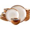 imageLERATIO Ceramic Dinnerware Sets for 4Handcraft Stoneware Plates and Bowls SetsHighly Chip and Crack Resistant  Dishwasher ampamp Microwave ampamp Oven Safe Dishes setReactive Glaze Dinnerware Service for 4Dreamy MoonlightKahki