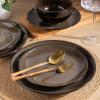 imageLERATIO Ceramic Dinnerware Sets for 4Handcraft Stoneware Plates and Bowls SetsHighly Chip and Crack Resistant  Dishwasher ampamp Microwave ampamp Oven Safe Dishes setReactive Glaze Dinnerware Service for 4Dreamy MoonlightChestnut