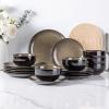 imageLERATIO Ceramic Dinnerware Sets for 4Handcraft Stoneware Plates and Bowls SetsHighly Chip and Crack Resistant  Dishwasher ampamp Microwave ampamp Oven Safe Dishes setReactive Glaze Dinnerware Service for 4Dreamy MoonlightChestnut