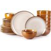 imageLERATIO Ceramic Dinnerware Sets for 4Handcraft Stoneware Plates and Bowls SetsHighly Chip and Crack Resistant  Dishwasher ampamp Microwave ampamp Oven Safe Dishes setReactive Glaze Dinnerware Service for 4Dreamy MoonlightKahki