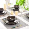 imageLERATIO Ceramic Dinnerware Sets for 4Handcraft Stoneware Plates and Bowls SetsHighly Chip and Crack Resistant  Dishwasher ampamp Microwave ampamp Oven Safe Dishes setReactive Glaze Dinnerware Service for 4Dreamy MoonlightChestnut