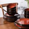 imageLERATIO Ceramic Dinnerware Sets for 4Handcraft Stoneware Plates and Bowls SetsHighly Chip and Crack Resistant  Dishwasher ampamp Microwave ampamp Oven Safe Dishes setReactive Glaze Dinnerware Service for 4Dreamy MoonlightRed