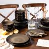 imageLERATIO Ceramic Dinnerware Sets for 4Handcraft Stoneware Plates and Bowls SetsHighly Chip and Crack Resistant  Dishwasher ampamp Microwave ampamp Oven Safe Dishes setReactive Glaze Dinnerware Service for 4Dreamy MoonlightChestnut
