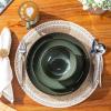 imageLERATIO Ceramic Dinnerware Sets for 4Handcraft Stoneware Plates and Bowls SetsHighly Chip and Crack Resistant  Dishwasher ampamp Microwave ampamp Oven Safe Dishes setReactive Glaze Dinnerware Service for 4Dreamy MoonlightGreen
