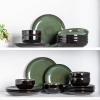 imageLERATIO Ceramic Dinnerware Sets for 4Handcraft Stoneware Plates and Bowls SetsHighly Chip and Crack Resistant  Dishwasher ampamp Microwave ampamp Oven Safe Dishes setReactive Glaze Dinnerware Service for 4Dreamy MoonlightGreen