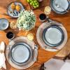 imageLERATIO Ceramic Dinnerware Sets for 4Handcraft Stoneware Plates and Bowls SetsHighly Chip and Crack Resistant  Dishwasher ampamp Microwave ampamp Oven Safe Dishes setReactive Glaze Dinnerware Service for 4Dreamy MoonlightGray White