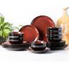 imageLERATIO Ceramic Dinnerware Sets for 4Handcraft Stoneware Plates and Bowls SetsHighly Chip and Crack Resistant  Dishwasher ampamp Microwave ampamp Oven Safe Dishes setReactive Glaze Dinnerware Service for 4Dreamy MoonlightRed