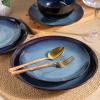 imageLERATIO Ceramic Dinnerware Sets for 4Handcraft Stoneware Plates and Bowls SetsHighly Chip and Crack Resistant  Dishwasher ampamp Microwave ampamp Oven Safe Dishes setReactive Glaze Dinnerware Service for 4Dreamy MoonlightBlue