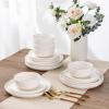 imageLERATIO Ceramic Dinnerware Sets for 4Handcraft Stoneware Plates and Bowls SetsHighly Chip and Crack Resistant  Dishwasher ampamp Microwave ampamp Oven Safe Dishes setReactive Glaze Dinnerware Service for 4Dreamy MoonlightWave Pearl White