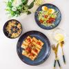 imageLERATIO Ceramic Dinnerware Sets for 4Handcraft Stoneware Plates and Bowls SetsHighly Chip and Crack Resistant  Dishwasher ampamp Microwave ampamp Oven Safe Dishes setReactive Glaze Dinnerware Service for 4Dreamy MoonlightBlue