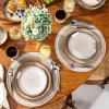 imageLERATIO Ceramic Dinnerware Sets for 4Handcraft Stoneware Plates and Bowls SetsHighly Chip and Crack Resistant  Dishwasher ampamp Microwave ampamp Oven Safe Dishes setReactive Glaze Dinnerware Service for 4Dreamy MoonlightKahki