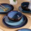 imageLERATIO Ceramic Dinnerware Sets for 4Handcraft Stoneware Plates and Bowls SetsHighly Chip and Crack Resistant  Dishwasher ampamp Microwave ampamp Oven Safe Dishes setReactive Glaze Dinnerware Service for 4Dreamy MoonlightBlue
