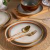 imageLERATIO Ceramic Dinnerware Sets for 4Handcraft Stoneware Plates and Bowls SetsHighly Chip and Crack Resistant  Dishwasher ampamp Microwave ampamp Oven Safe Dishes setReactive Glaze Dinnerware Service for 4Dreamy MoonlightKahki