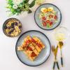 imageLERATIO Ceramic Dinnerware Sets for 4Handcraft Stoneware Plates and Bowls SetsHighly Chip and Crack Resistant  Dishwasher ampamp Microwave ampamp Oven Safe Dishes setReactive Glaze Dinnerware Service for 4Dreamy MoonlightGray White