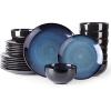 imageLERATIO Ceramic Dinnerware Sets for 4Handcraft Stoneware Plates and Bowls SetsHighly Chip and Crack Resistant  Dishwasher ampamp Microwave ampamp Oven Safe Dishes setReactive Glaze Dinnerware Service for 4Dreamy MoonlightBlue