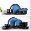 imageLERATIO Ceramic Dinnerware Sets for 4Handcraft Stoneware Plates and Bowls SetsHighly Chip and Crack Resistant  Dishwasher ampamp Microwave ampamp Oven Safe Dishes setReactive Glaze Dinnerware Service for 4Dreamy MoonlightBlue