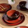 imageLERATIO Ceramic Dinnerware Sets for 4Handcraft Stoneware Plates and Bowls SetsHighly Chip and Crack Resistant  Dishwasher ampamp Microwave ampamp Oven Safe Dishes setReactive Glaze Dinnerware Service for 4Dreamy MoonlightRed
