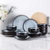 imageLERATIO Ceramic Dinnerware Sets for 4Handcraft Stoneware Plates and Bowls SetsHighly Chip and Crack Resistant  Dishwasher ampamp Microwave ampamp Oven Safe Dishes setReactive Glaze Dinnerware Service for 4Dreamy MoonlightGray White