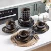 imageLERATIO Ceramic Dinnerware Sets for 4Handcraft Stoneware Plates and Bowls SetsHighly Chip and Crack Resistant  Dishwasher ampamp Microwave ampamp Oven Safe Dishes setReactive Glaze Dinnerware Service for 4Dreamy MoonlightChestnut