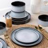 imageLERATIO Ceramic Dinnerware Sets for 4Round Reactive Glaze Ceramic Plates and Bowls SetHighly Chip and Crack Resistant  Dishwasher ampamp Microwave Safe Dishes SetService for 4 12pcGray WhiteReactiveGray White