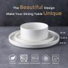 imageLERATIO Ceramic Dinnerware Sets for 4Round Reactive Glaze Ceramic Plates and Bowls SetHighly Chip and Crack Resistant  Dishwasher ampamp Microwave Safe Dishes SetService for 4 12pcGray WhiteReactiveWhite