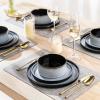 imageLERATIO Ceramic Dinnerware Sets for 4Round Reactive Glaze Ceramic Plates and Bowls SetHighly Chip and Crack Resistant  Dishwasher ampamp Microwave Safe Dishes SetService for 4 12pcGray WhiteReactiveGray White